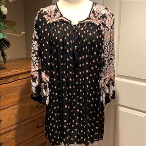 Angie Boho Tunic Black/cream /Rust.